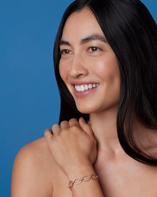 Irene Neuwirth Large Oval Single Pavé Link Chain Bracelet 18K Yellow Gold