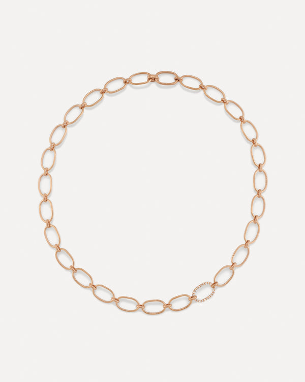 Irene Neuwirth Large Oval Single Pavé Link Chain Necklace 18K Yellow Gold