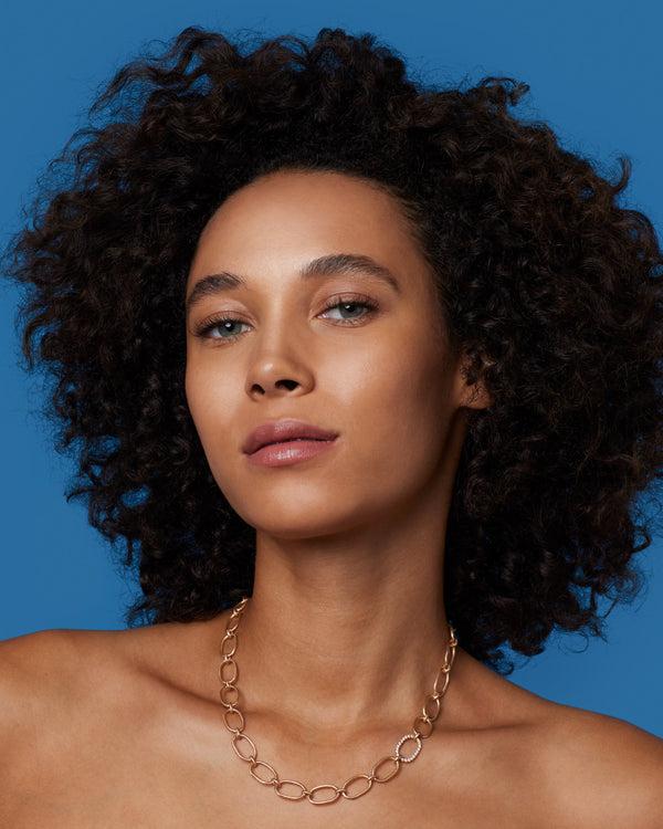 Irene Neuwirth Large Oval Single Pavé Link Chain Necklace 18K Yellow Gold