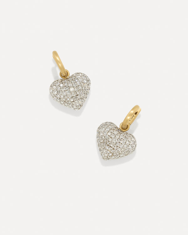 irene neuwirth Large Puffed Gold Full Pavé Love Jeweled Huggies 18K Gold