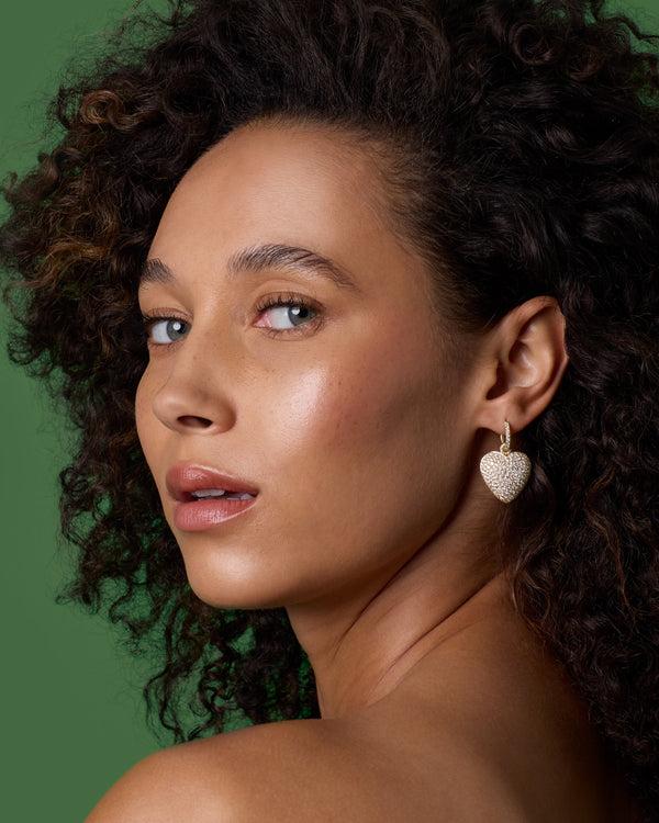 Irene Neuwirth Large Puffed Gold Pavé Love Jeweled Huggies 18k Yellow Gold