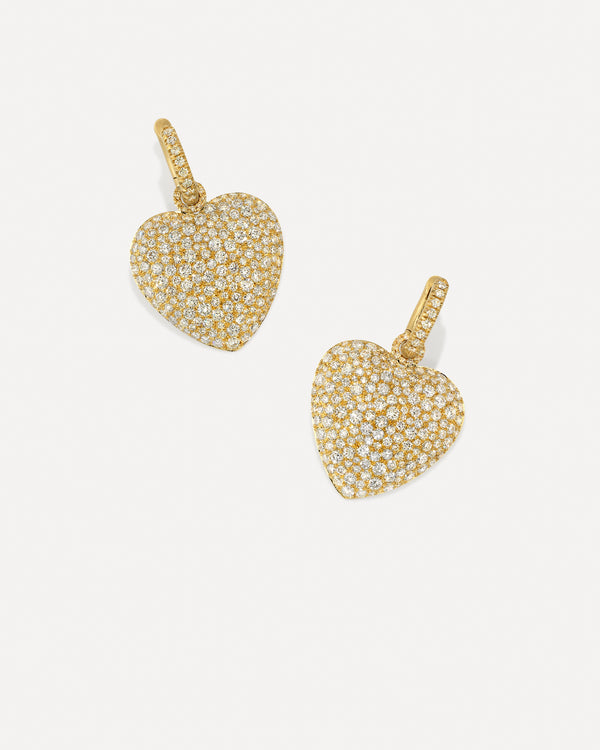 irene neuwirth Large Puffed Gold Pavé Love Jeweled Huggies 18k Yellow Gold