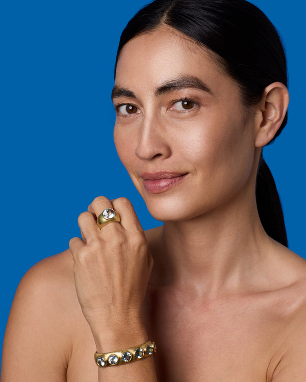 Irene Neuwirth Large Round Stone Gemmy Puffed Gold Ring 18k Yellow Gold