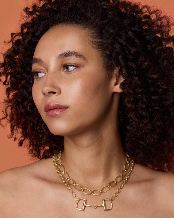 Irene Neuwirth Medium Equestrian Oval Link Necklace 18k Yellow Gold