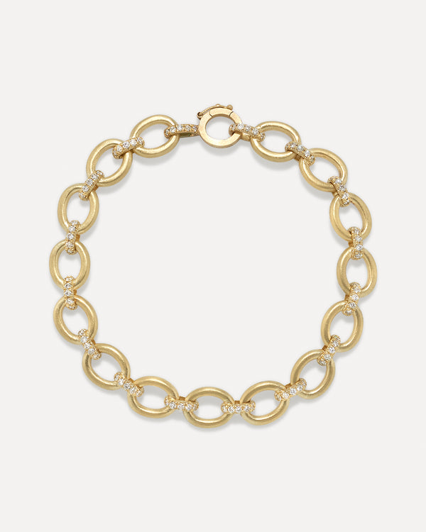 irene neuwirth Medium Oval Multi Pavé Link Chain Bracelet 18K Yellow Gold
