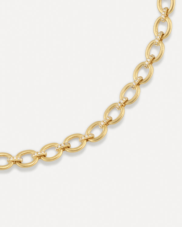 Irene Neuwirth Medium Oval Multi Pavé Link Chain Necklace 18k Yellow Gold
