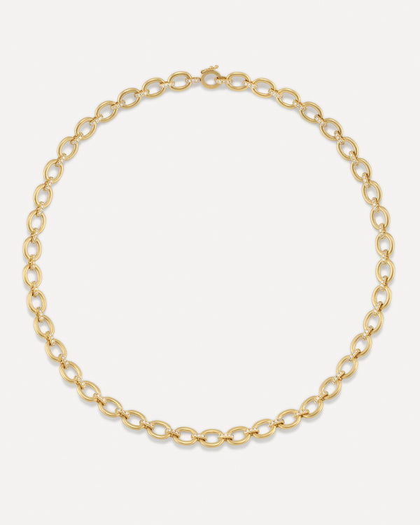 irene neuwirth Medium Oval Multi Pavé Link Chain Necklace 18k Yellow Gold