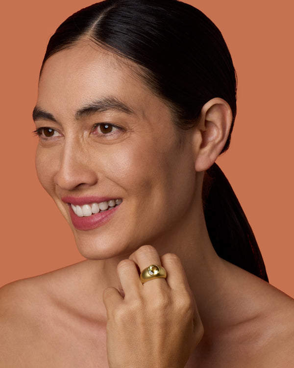 Irene Neuwirth Medium Round Stone Gemmy Puffed Gold Ring 18k Yellow Gold