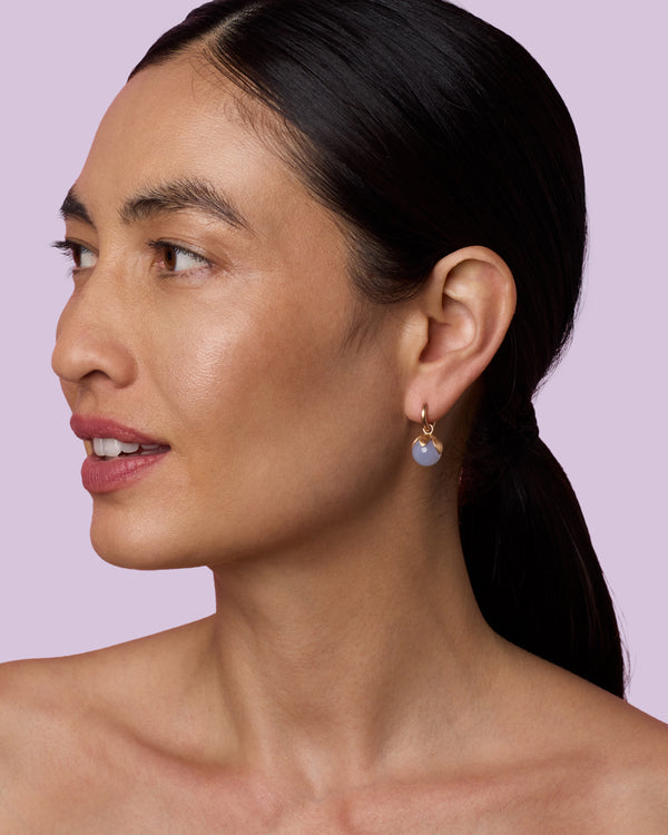 Irene Neuwirth Mini Blossom Jeweled Huggies 18k Rose Gold