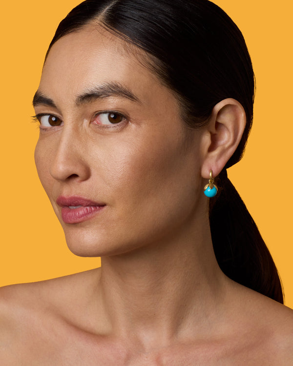 Irene Neuwirth Mini Blossom Jeweled Huggies 18k Yellow Gold