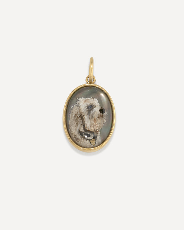 Irene Neuwirth One Of A Kind Custom Pet Portrait Oval Charm 18K Gold