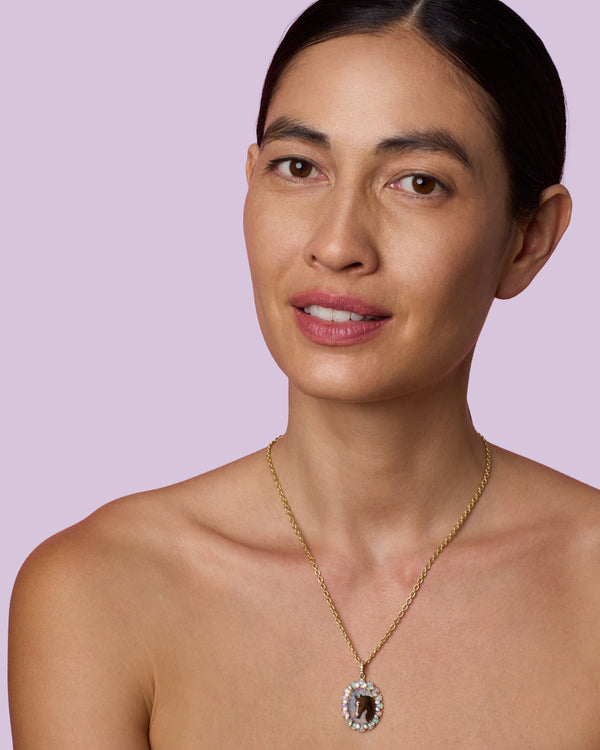 Irene Neuwirth One Of A Kind Custom Pet Portrait Oval Charm 18K Gold