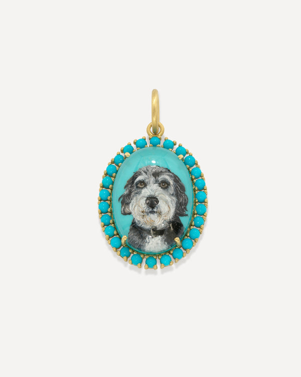 irene neuwirth One of a Kind Custom Pet Portrait Oval Charm 18k Yellow Gold