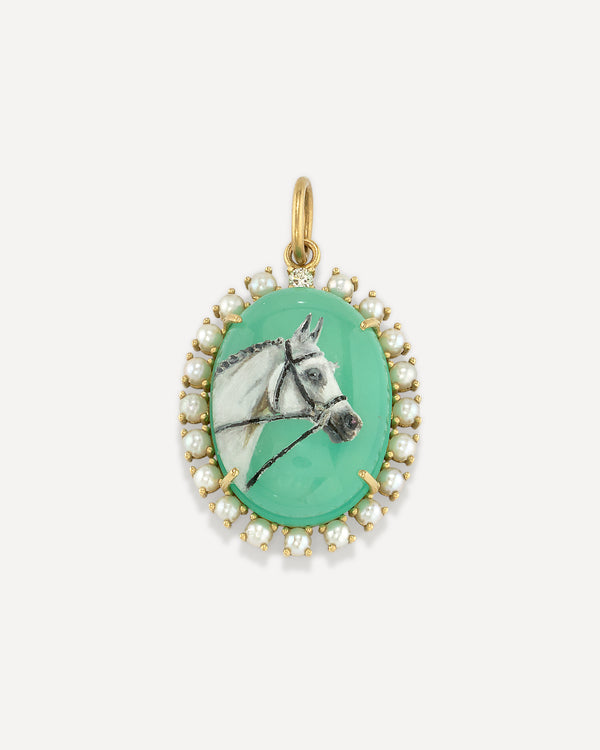 irene neuwirth One of a Kind Custom Pet Portrait Oval Charm 18k Yellow Gold