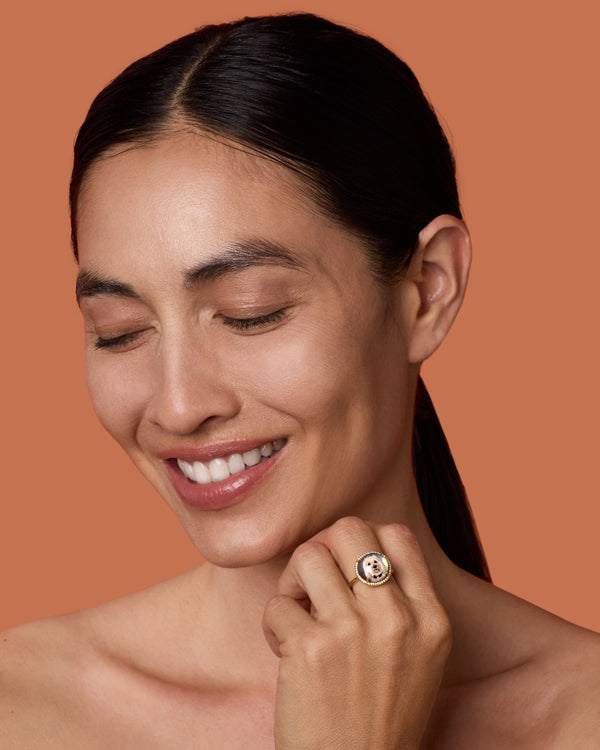 Irene Neuwirth One Of A Kind Custom Pet Portrait Ring 18K Yellow Gold