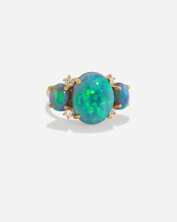 irene neuwirth One of a Kind Diamond Three Stone Ring 18K Yellow Gold