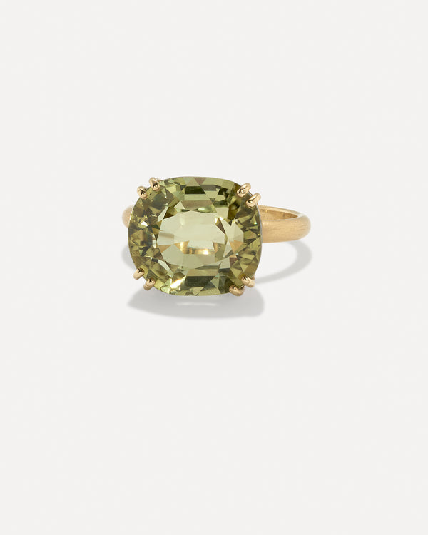 irene neuwirth One of a Kind Gem Drop Cushion-Cut Double Prong Ring 18k Yellow Gold