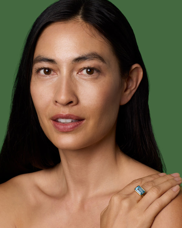 Irene Neuwirth One Of A Kind Gem Drop Emerald-Cut Bezel Ring 18k Yellow Gold