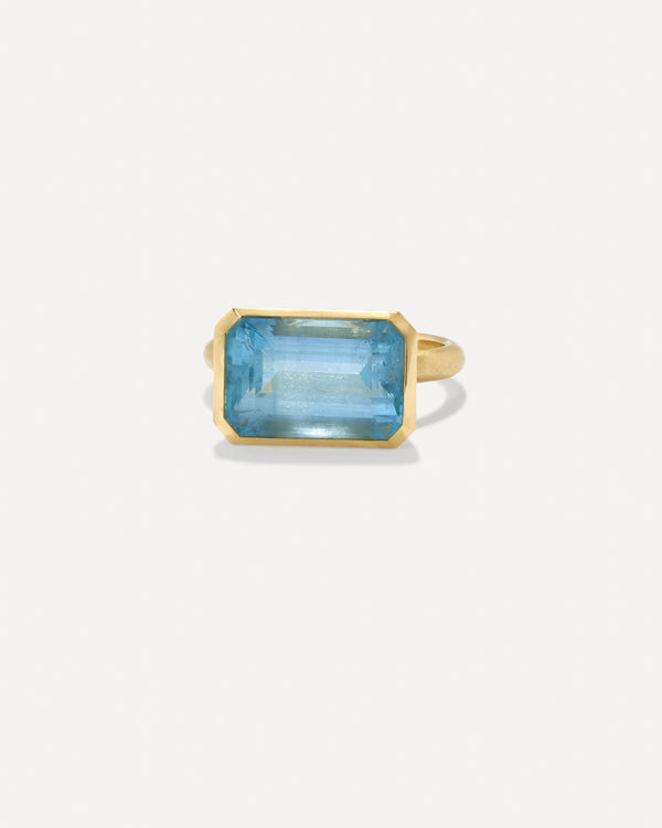 irene neuwirth One of a Kind Gem Drop Emerald-Cut Bezel Ring 18k yellow gold