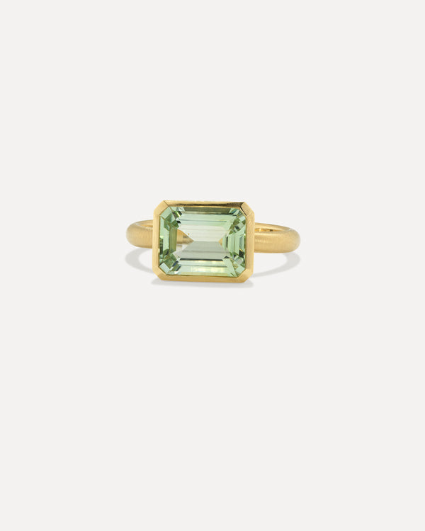 irene neuwirth One of a Kind Gem Drop Emerald-Cut Bezel Ring 18k Yellow Gold