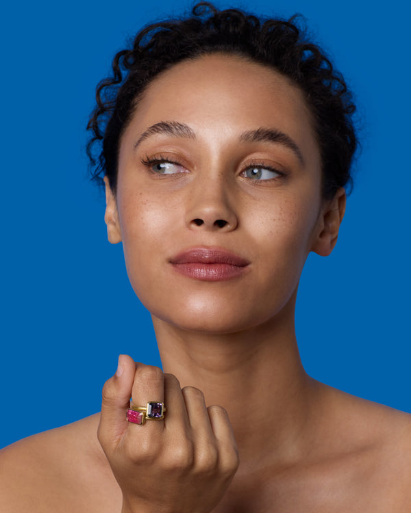 Irene Neuwirth One Of A Kind Gem Drop Emerald-Cut Bezel Ring 18K Yellow Gold