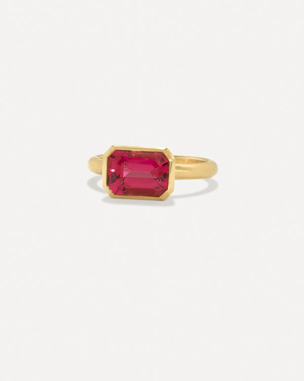 irene neuwirth One of a Kind Gem Drop Emerald-Cut Bezel Ring 18k Yellow Gold