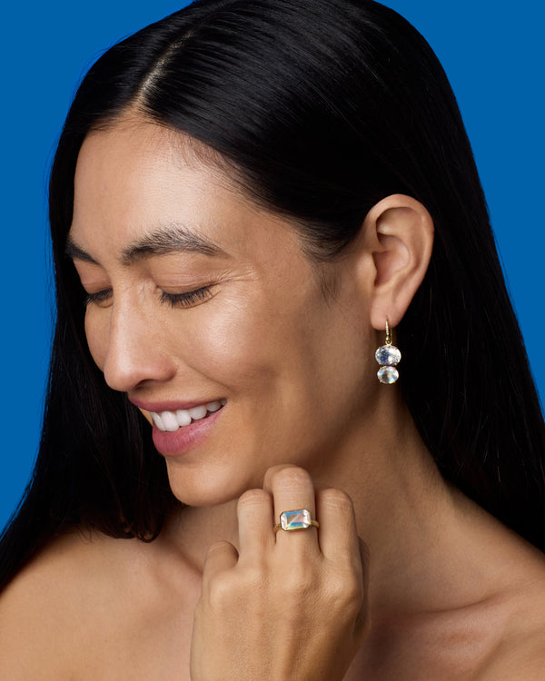 Irene Neuwirth One Of A Kind Gem Drop Emerald-Cut Bezel Ring 18k Yellow Gold