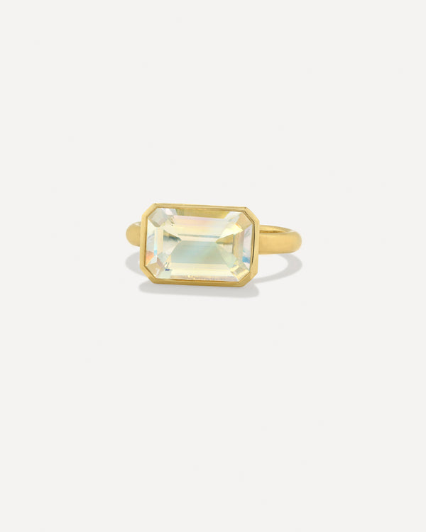 irene neuwirth One of a Kind Gem Drop Emerald-Cut Bezel Ring 18k Yellow Gold
