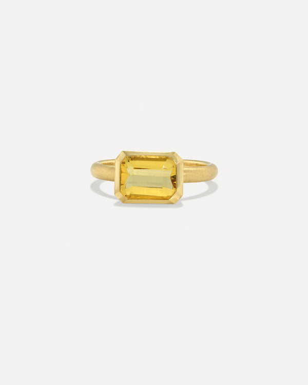 irene neuwirth One of a Kind Gem Drop Emerald-Cut Bezel Ring 18k Yellow Gold
