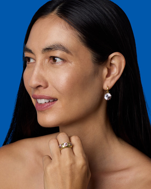 Irene Neuwirth One Of A Kind Gem Drop Jeweled Huggies 18k Yellow Gold