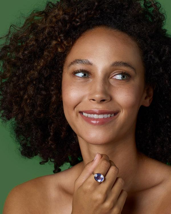 Irene Neuwirth One Of A Kind Gem Drop Oval Bezel Ring 18k Rose Gold