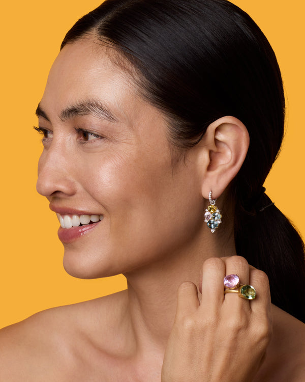 Irene Neuwirth One Of A Kind Gem Drop Oval Double Prong Ring 18k Yellow Gold