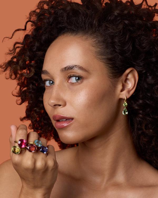 Irene Neuwirth One Of A Kind Gem Drop Oval Double Prong Ring 18k Rose Gold