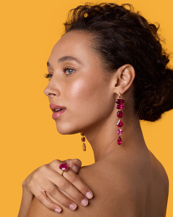 Irene Neuwirth One Of A Kind Gem Drop Oval Double Prong Ring 18K Yellow Gold