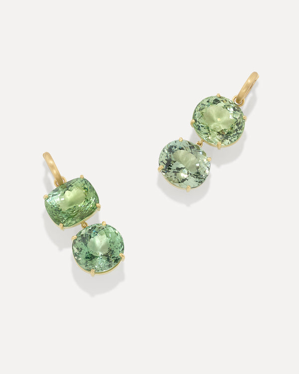 irene neuwirth One of a Kind Gemmy Gem Double Drop Jeweled Huggies 18k Yellow Gold