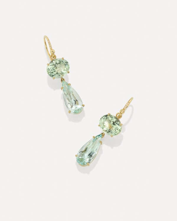 irene neuwirth One of a Kind Gemmy Gem Double Drop Link Earrings 18k Yellow Gold