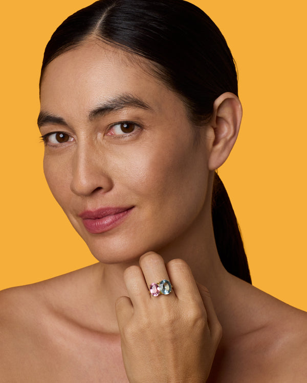 Irene Neuwirth One Of A Kind Gemmy Gem Double Stone Ring 18k Yellow Gold