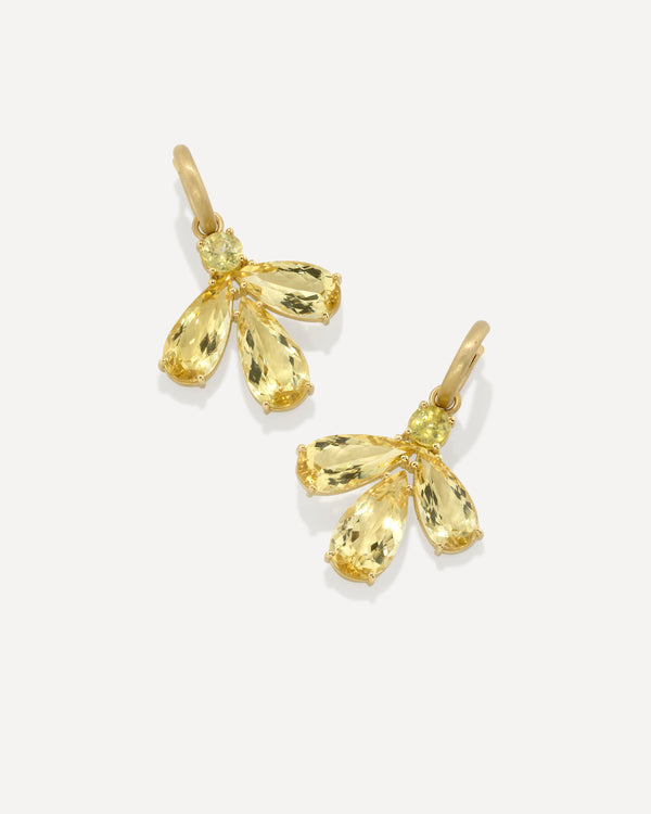 irene neuwirth One of a Kind Gemmy Gem Flora Jeweled Huggies 18k Yellow Gold