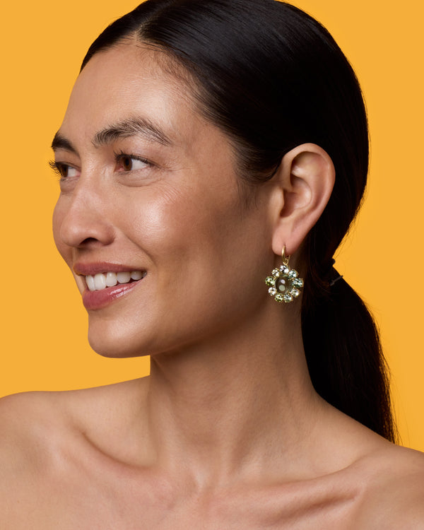 Irene Neuwirth One Of A Kind Gemmy Gem Floret Jeweled Huggies 18K Yellow Gold