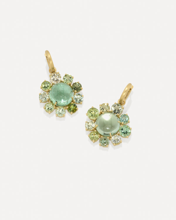 irene neuwirth One of a Kind Gemmy Gem Floret Jeweled Huggies 18K Yellow Gold