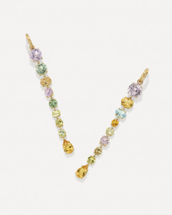 irene neuwirth One of a Kind Gemmy Gem Link Jeweled Huggies 18k Yellow Gold