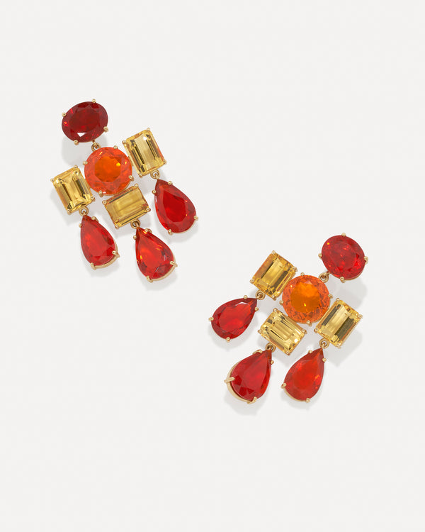 irene neuwirth One of a Kind Gemmy Gem Mosaic Chandelier Earrings 18k Yellow Gold