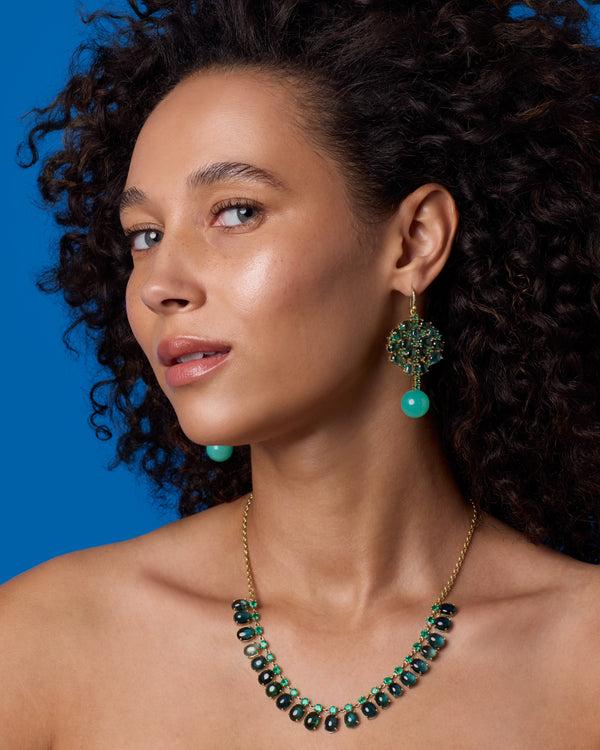 Irene Neuwirth One Of A Kind Gemmy Gem Party Mix Drop Earrings 18k Yellow Gold