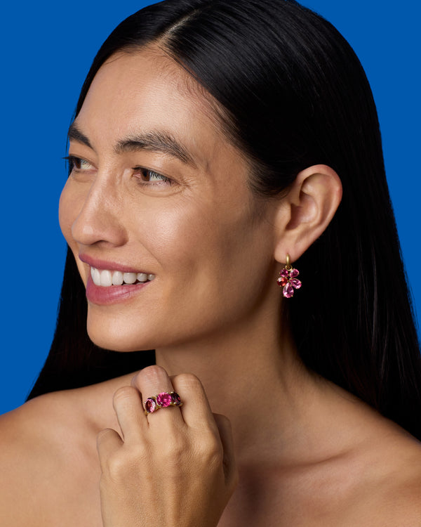 Irene Neuwirth One Of A Kind Gemmy Gem Party Mix Jeweled Huggies 18k Yellow Gold