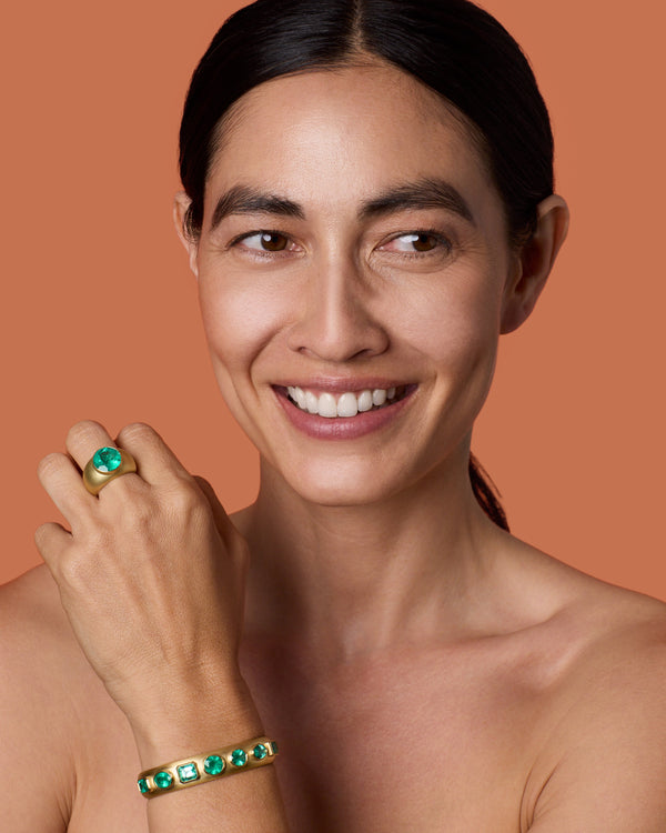 Irene Neuwirth One Of A Kind Gemmy Gem Puffed Gold Cuff 18k Yellow Gold