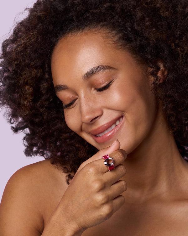 Irene Neuwirth One Of A Kind Gemmy Gem Three Stone Ring 18k Rose Gold