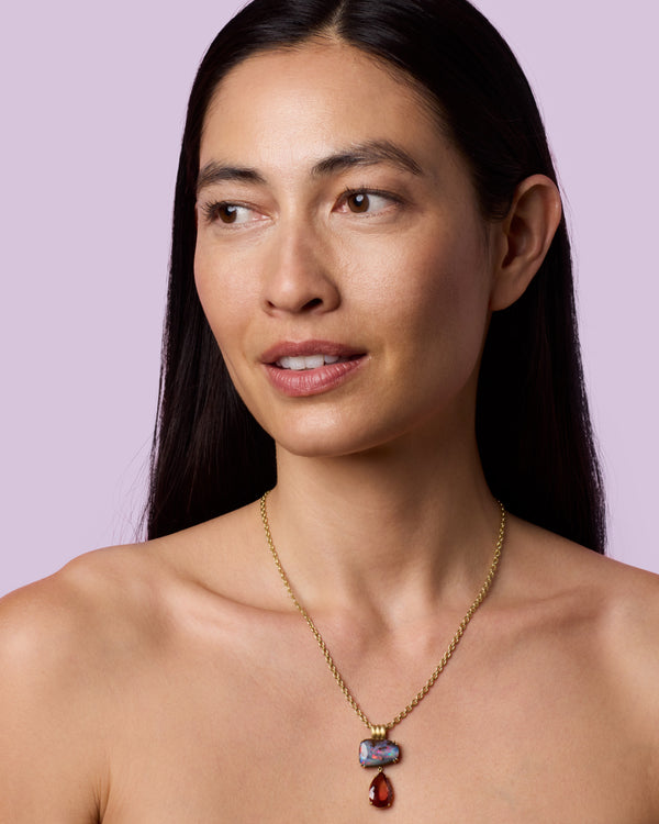 Irene Neuwirth One Of A Kind Heroic Double Drop Pendant Necklace 18k Yellow Gold