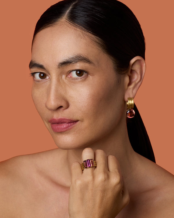 Irene Neuwirth One Of A Kind Heroic Emerald-Cut Triple Band Ring 18k Yellow Gold