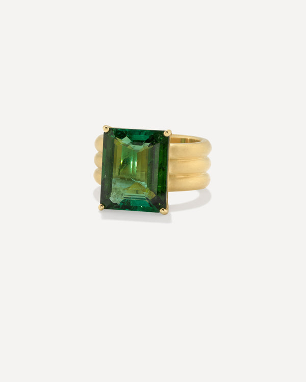 irene neuwirth One of a Kind Heroic Emerald-Cut Triple Band Ring 18k Yellow Gold
