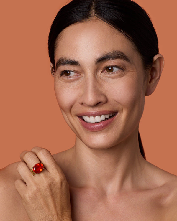 Irene Neuwirth One Of A Kind Heroic Oval Triple Band Ring 18k Yellow Gold